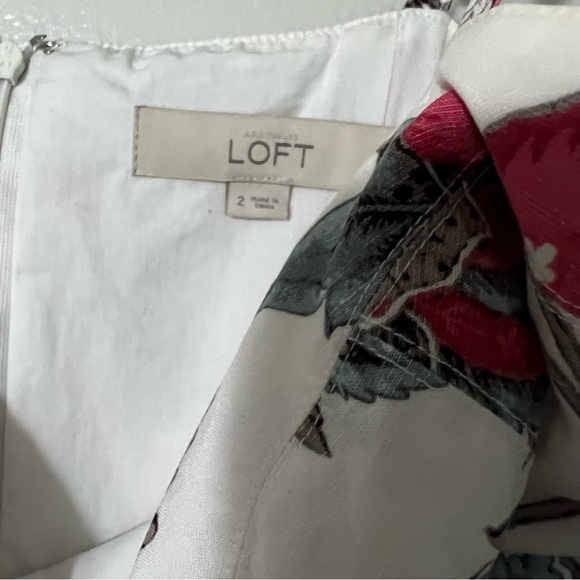 Loft Linen Blend Summer Floral Mini Dress Y2K Sz 2 - Picture 2 of 2